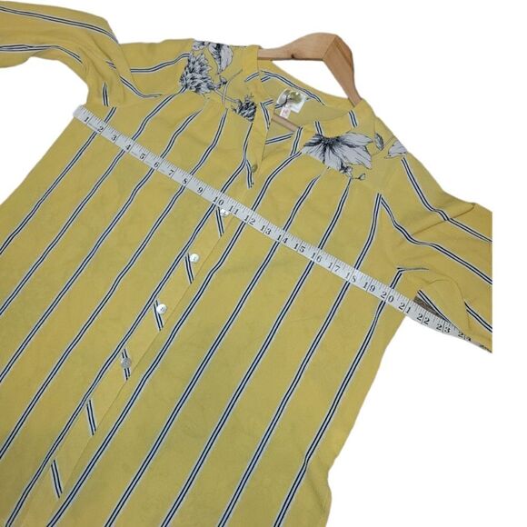 Anthropologie Fig & Flower Floral Yellow longSleeve Button Blouse Tunic Top PL - Picture 9 of 13